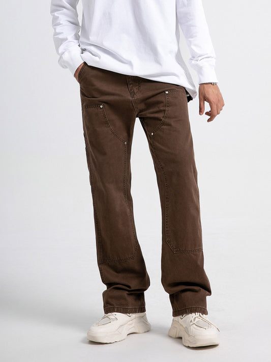 Men's Casual Brown Retro Work Jeans